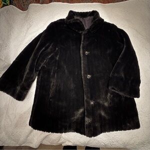Dressbarn Black Faux Fur Coat